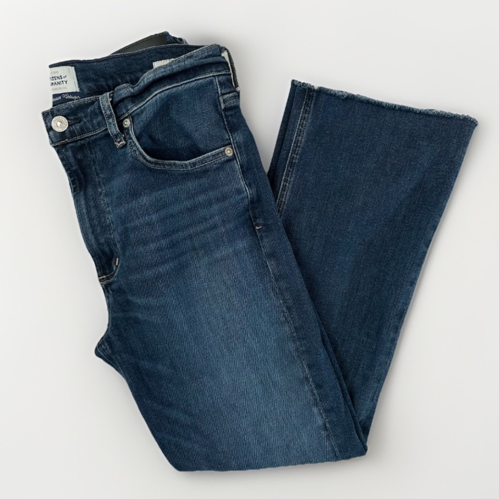 Citizens of Humanity Isola Cropped Jeans Medium Wash‎ Raw Hem Women’s Size 28 - Picture 2 of 12